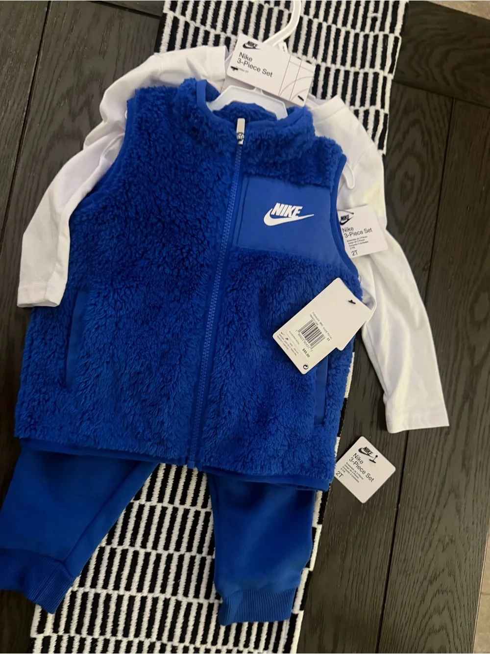Nike Kids Royal Blue 3-Piece Sherpa Vest Set